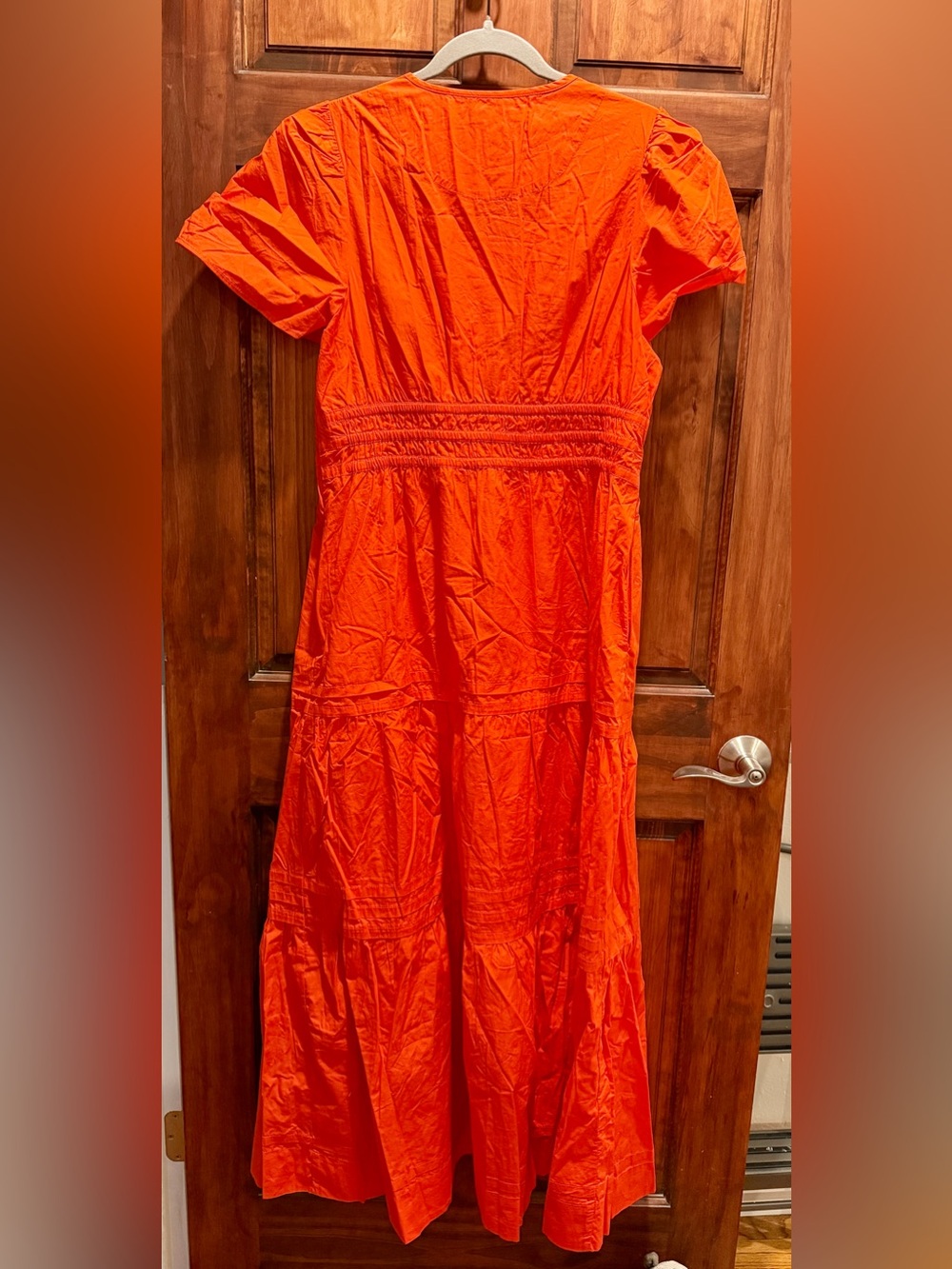 Quince Vibrant Orange Short-Sleeve Maxi Dress